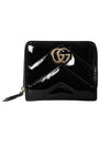 GG Marmont Patent Leather Mini Card Wallet Black - GUCCI - BALAAN 1