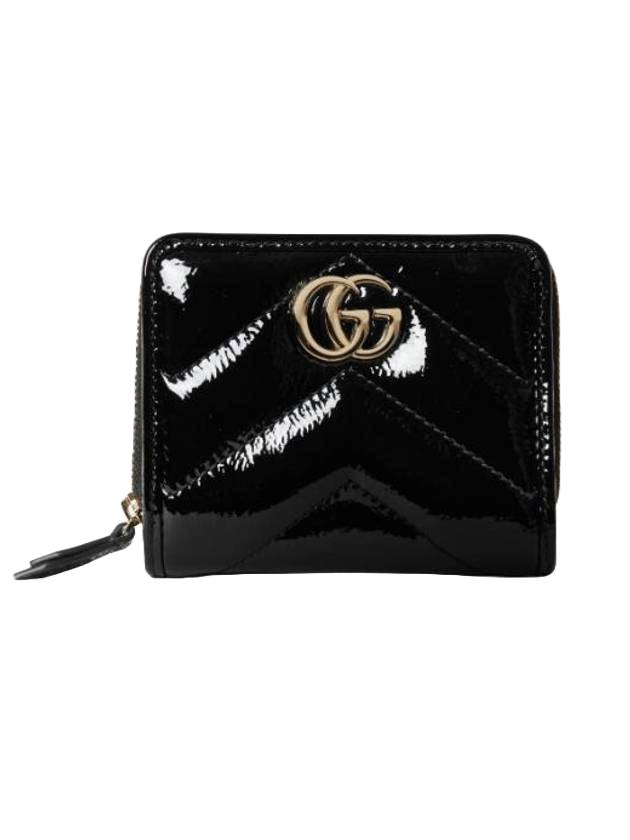 GG Marmont Patent Leather Mini Card Wallet Black - GUCCI - BALAAN 1