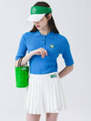 Collar neck ribbed 5-part spandex knit BLUE - MONBIRDIE GOLF - BALAAN 3