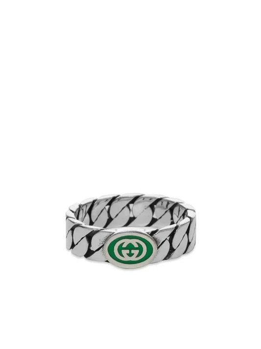 Interlocking G Enamel Ring Silver - GUCCI - BALAAN 1