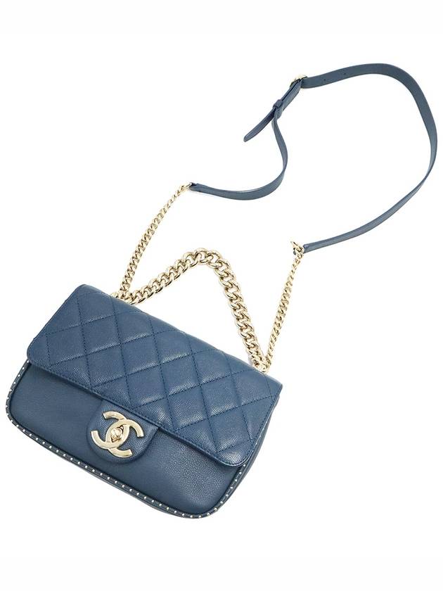 Chanel Blue Caviar CC Logo Small Gold Stud Chain Shoulder Bag 24th - CHANEL - BALAAN 7