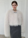 e Women's Shearling Fur Buckle Overfit Jacket Ivory - PRETONE - BALAAN 4