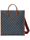 Interlocking GG Medium Jacquard Denim Tote Bag Blue - GUCCI - BALAAN.