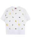 Bird Bee Milano Cotton Intarsia Short Sleeve T-Shirt White - THOM BROWNE - BALAAN 3