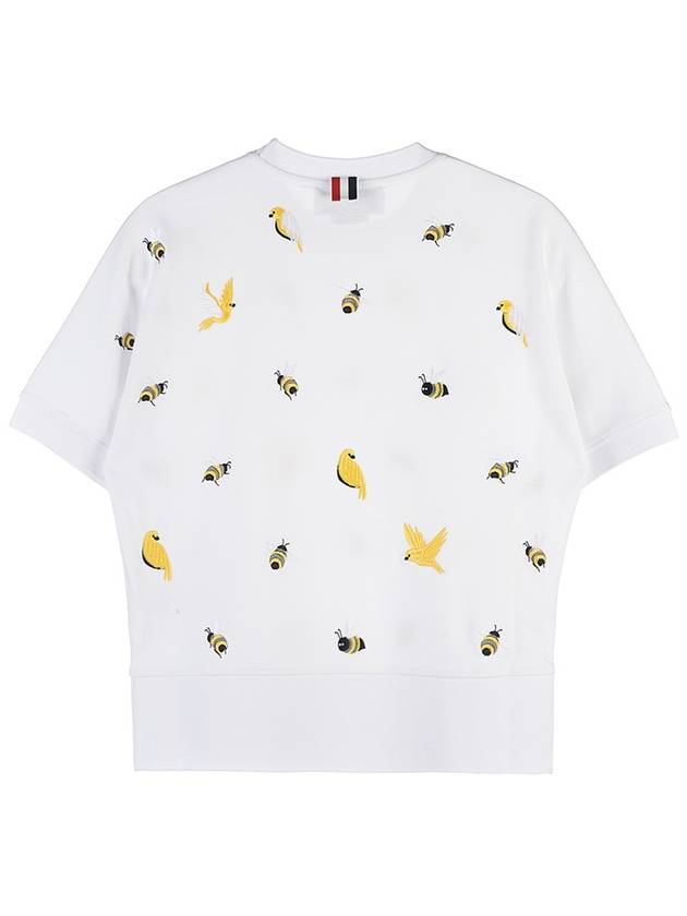 Bird Bee Milano Cotton Intarsia Short Sleeve T-Shirt White - THOM BROWNE - BALAAN 3