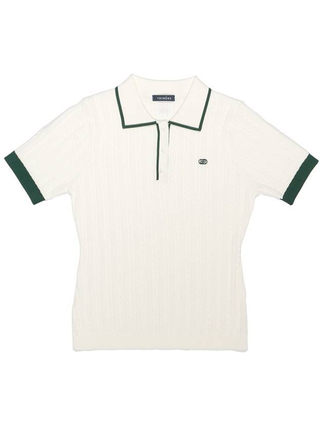 Cool cable tipping knit polo short sleeve t shirt ivory - TRIMERE - BALAAN 1