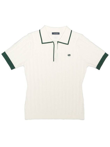 Cool cable tipping knit polo short sleeve t shirt ivory - TRIMERE - BALAAN 1