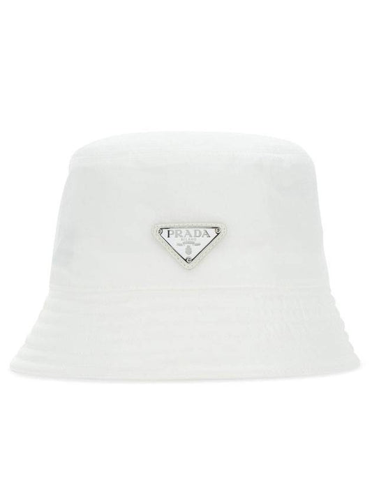 Triangle Logo Re-nylon Bucket Hat White - PRADA - BALAAN 1