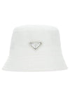 Triangle Logo Pouch Re-Nylon Bucket Hat White - PRADA - BALAAN 1