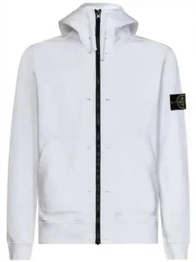 Wappen Patch Cotton Fleece Zip Up Hoodie White - STONE ISLAND - BALAAN 2