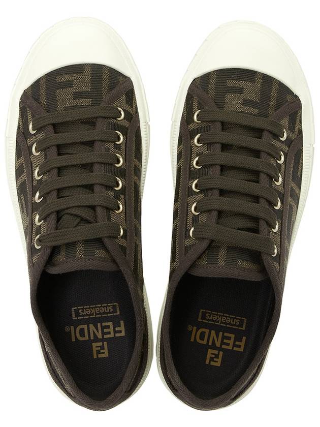 Domino FF Fabric Low Top Sneakers Brown - FENDI - BALAAN 3