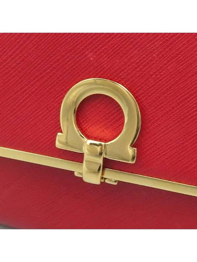 Ferragamo 22 4639 Red Saffiano Leather Gold Gancino Decorated Bicycle Wallet - SALVATORE FERRAGAMO - BALAAN 2