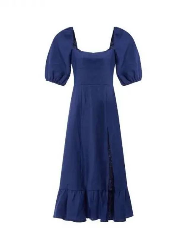 Long slit linen dress navy 270706 - REFORMATION - BALAAN 1