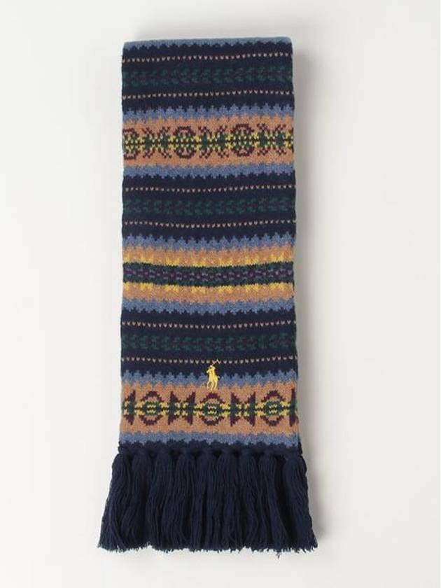 Fair Isle Wool Blend Scarf Navy - POLO RALPH LAUREN - BALAAN 1