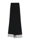 Small Heart Logo Classic Wool Scarf Black - AMI - BALAAN 3