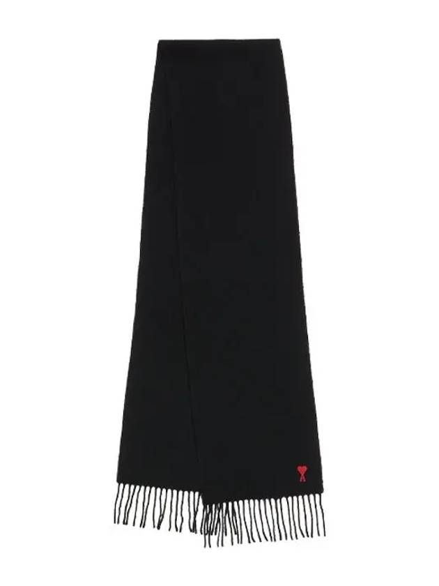 Small Heart Logo Classic Wool Scarf Black - AMI - BALAAN 3