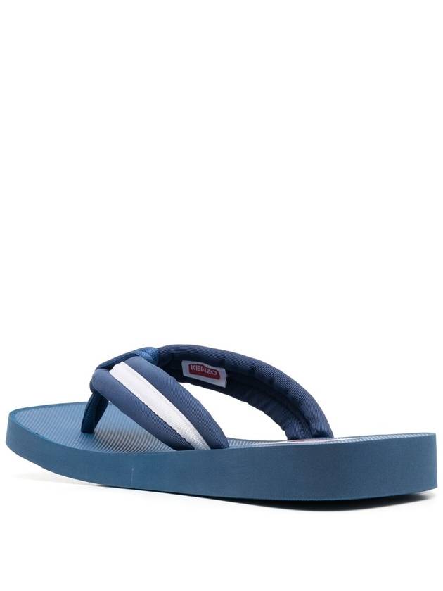 Men's Setter Logo Patch Striped Flip Flops Blue - KENZO - BALAAN 4