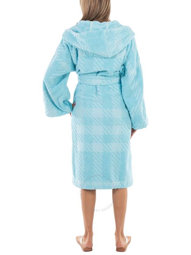 Burberry Check-Pattern Cotton Robe Bright Blue Topaz, Size Medium - BURBERRY - BALAAN 3