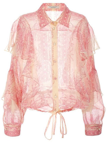 Philosophy Di Lorenzo Serafini Silk Crépon Shirt Ruffles - PHILOSOPHY DI LORENZO SERAFINI - BALAAN 1