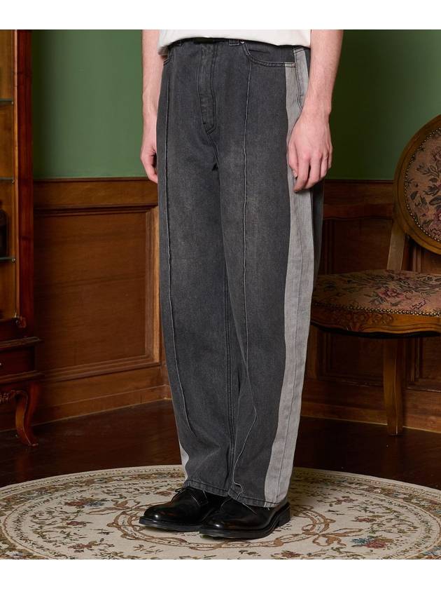 Vertical Line Denim Pants Gray - ZIZEMUSEUM - BALAAN 1