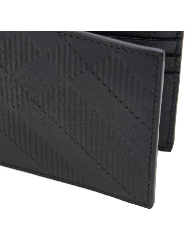 Embossed Checked Leather Half Wallet Black - BURBERRY - BALAAN 7