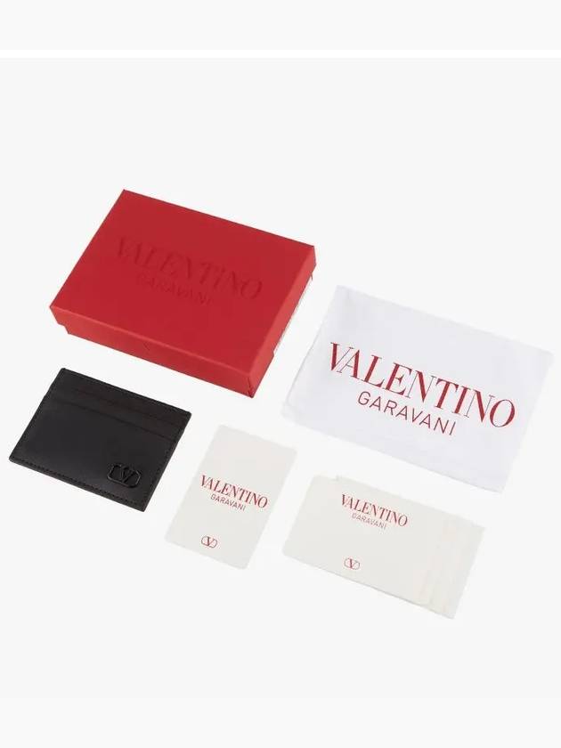 V Logo Signature Card Wallet Black - VALENTINO - BALAAN 4