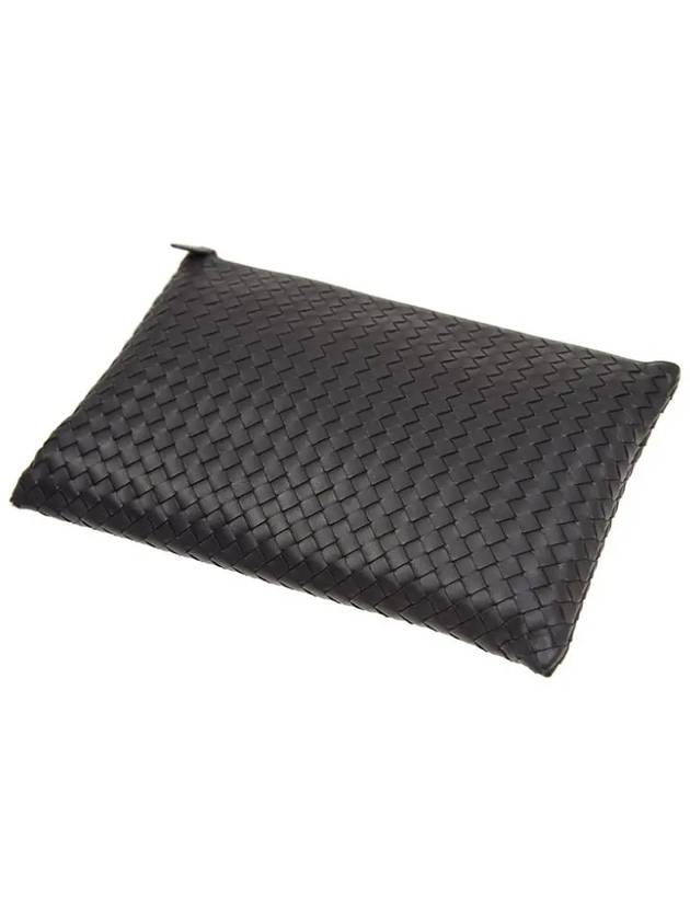 Intrecciato Document Leather Clutch Bag Black - BOTTEGA VENETA - BALAAN 4