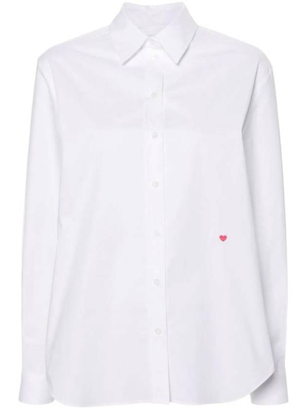 Heart Embroidered Poplin Shirt J02240531 - MOSCHINO - BALAAN 1