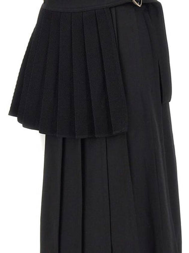 Double Pleated Wrap Unbalanced Skirt Black - ANDERSSON BELL - BALAAN 1