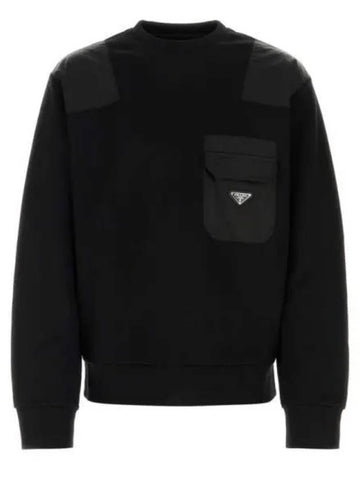 UJL35B S OOO 11JE F0806 Re nylon detail cotton sweatshirt - PRADA - BALAAN 1