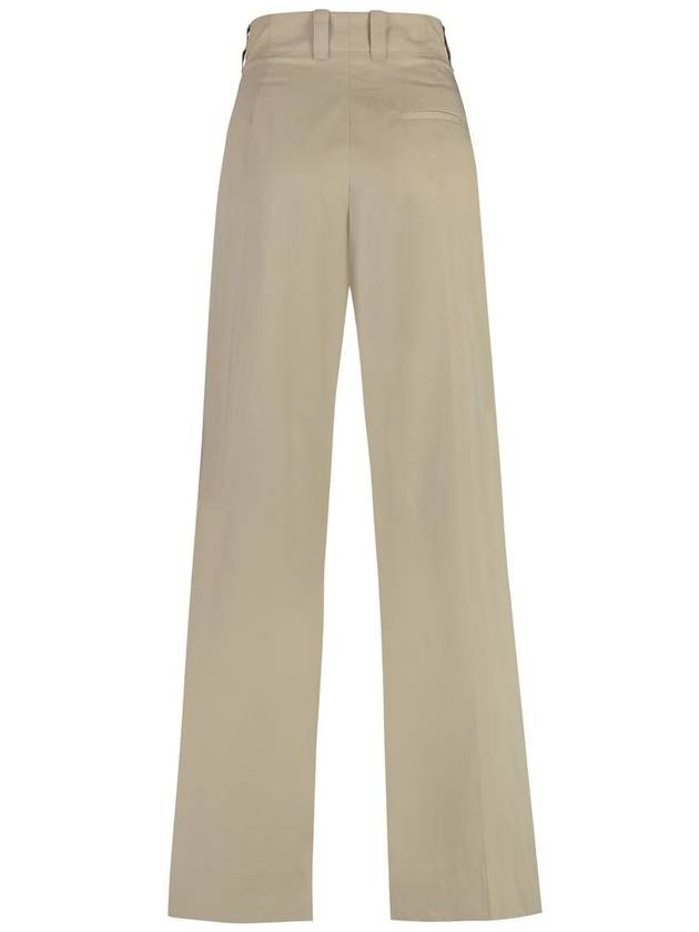 Cotton Silk Wide Leg Slacks Beige - BOTTEGA VENETA - BALAAN 3