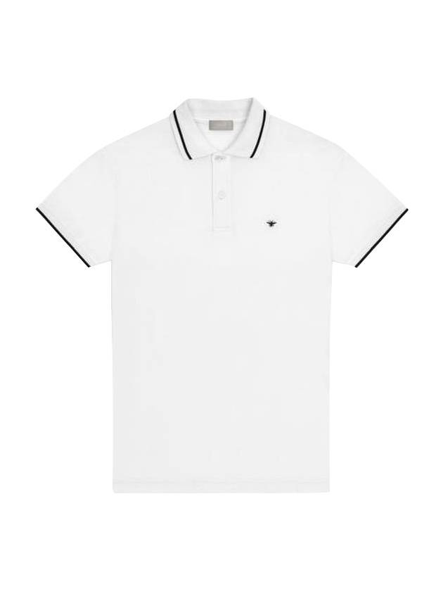 Embroidery Bee Polo Shirt White - DIOR - BALAAN 1