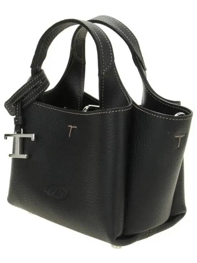 Micro Leather Tote Bag Black - TOD'S - BALAAN 3