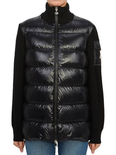 Padded Wool Cardigan Black - MONCLER - BALAAN 2