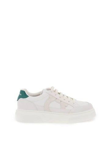 Gancini Outline Low-Top Sneakers White - SALVATORE FERRAGAMO - BALAAN 1