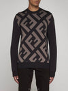 Monogram Jacquard Wool Crewneck Knit Top Brown - FENDI - BALAAN 2