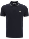 Men's Two Line Wappen Patch Short Sleeve Polo Shirt Navy - STONE ISLAND - BALAAN.