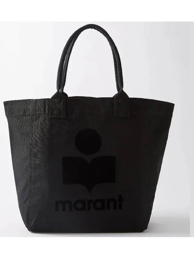 Isabel Marant Yenky Flock Logo Canvas Tote Bag Black PM0020 00M006M - ISABEL MARANT - BALAAN 1