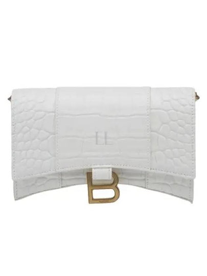 Hourglass Chain Crocodile Embossed Calfskin Medium Wallet White - BALENCIAGA - BALAAN 2