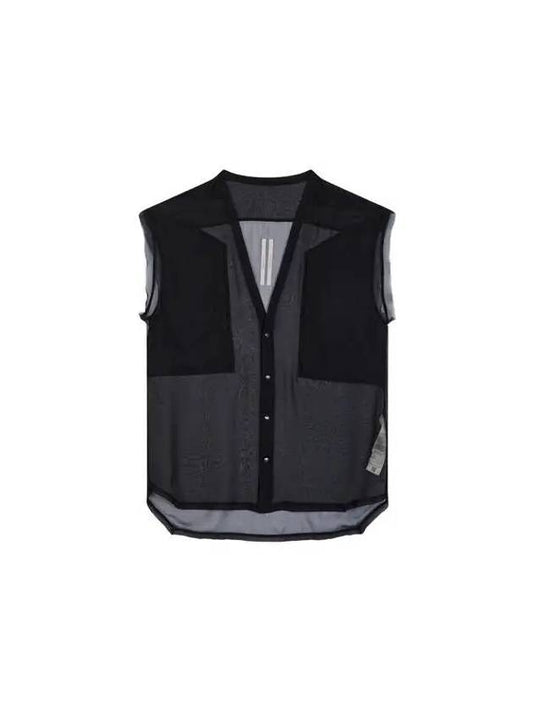 WOMEN Snap Button Silk Sleeveless Shirt Black - RICK OWENS - BALAAN 1