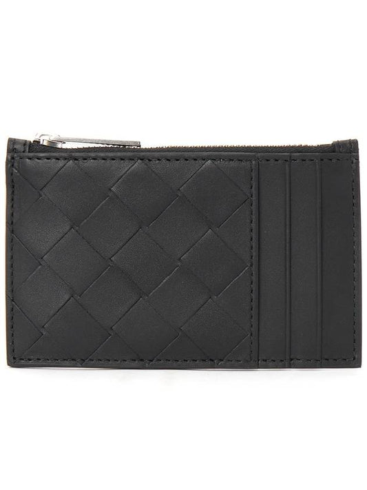 Intrecciato Zipper Leather Card Wallet Black - BOTTEGA VENETA - BALAAN 2