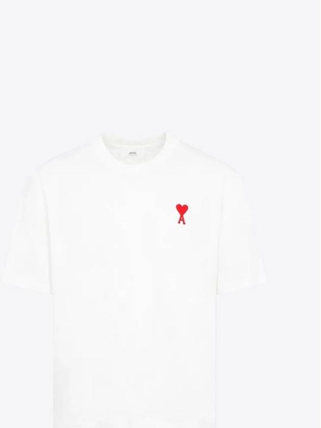 Small Heart Logo Boxy Fit Short Sleeve T-Shirt White - AMI - BALAAN 2