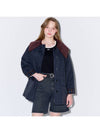 Corduroy collar half trench mac coatNavy - OPENING SUNSHINE - BALAAN 2