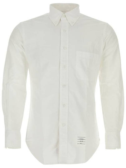 Men's Logo Patch Classic Cotton Long-Sleeve Shirt White - THOM BROWNE - BALAAN 2