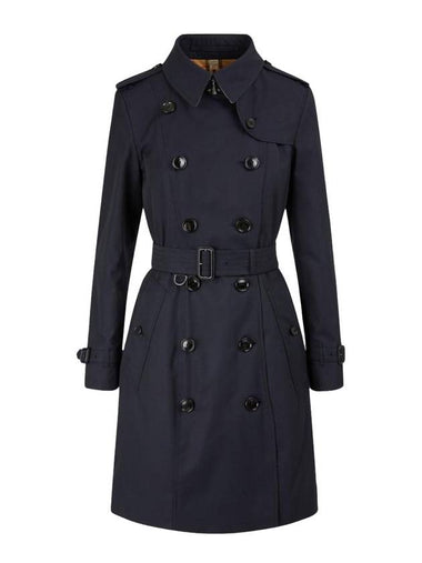 Women's Kensington Long Heritage Trench Coat Black - BURBERRY - BALAAN 1