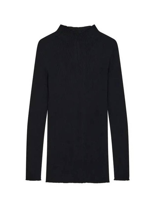 WOMEN Mockneck ribbed wool knit black 271971 - RICK OWENS - BALAAN 1