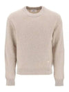 Men's Tonal Cashmere Crew Neck Sweater Champagne - AMI - BALAAN 2