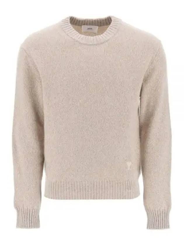 Men's Tonal Cashmere Crew Neck Sweater Champagne - AMI - BALAAN 2