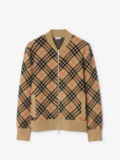 Check Knit Cashmere Bomber Jacket Sand - BURBERRY - BALAAN 2