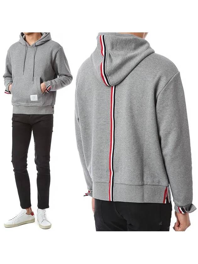 Men's Center Back Stripe Logo Patch Hoodie Grey - THOM BROWNE - BALAAN 2